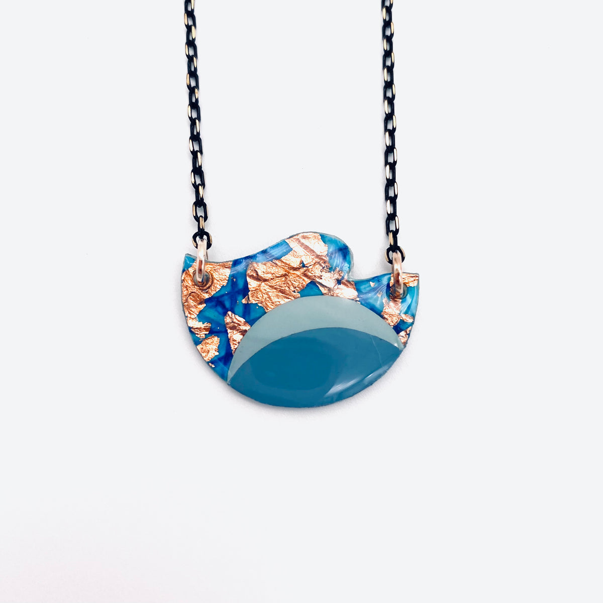 Tonn sgraffito necklace in turquoise/blues/rose-gold