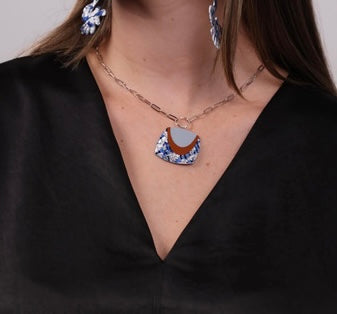 M’anam sgraffito necklace in periwinkle/caramel/limestone/silver