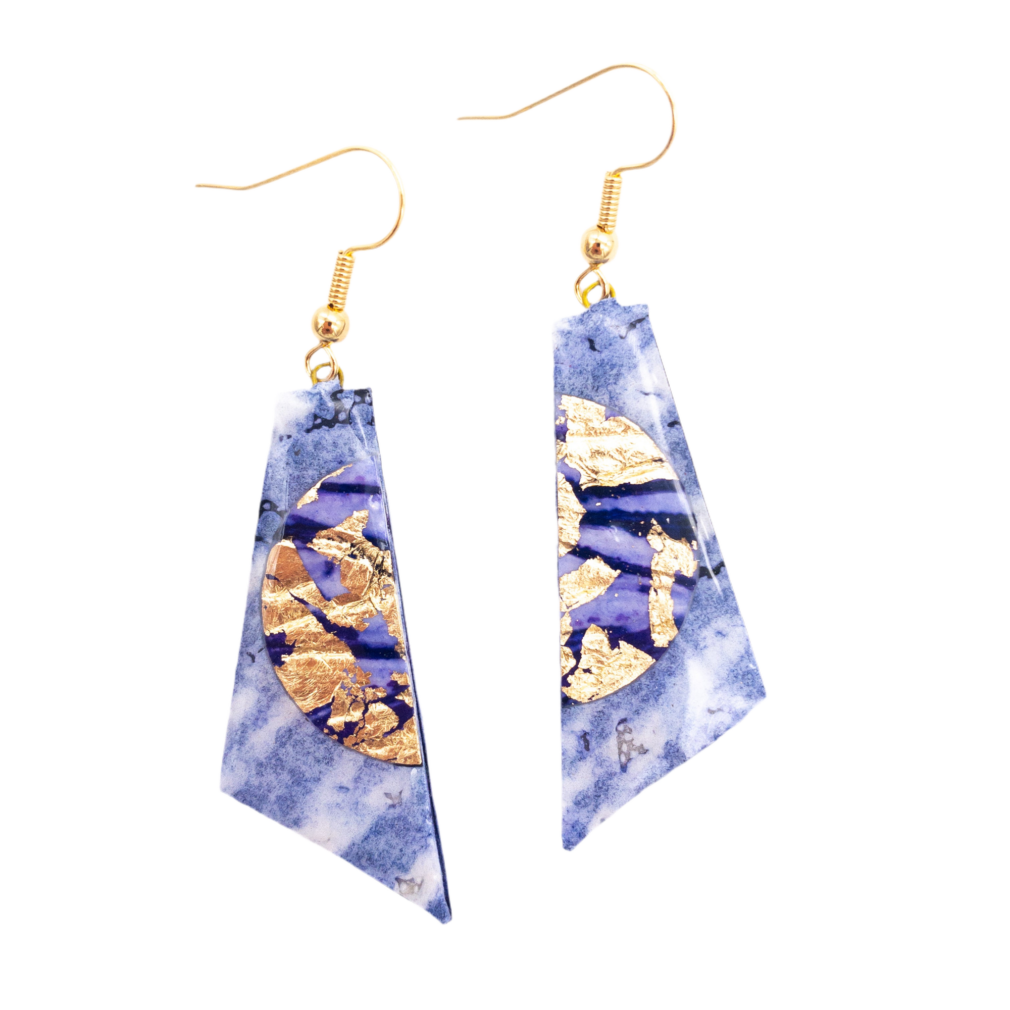 Lilac and gold drop earrings designed and handmade by small Irish brand Rothlú