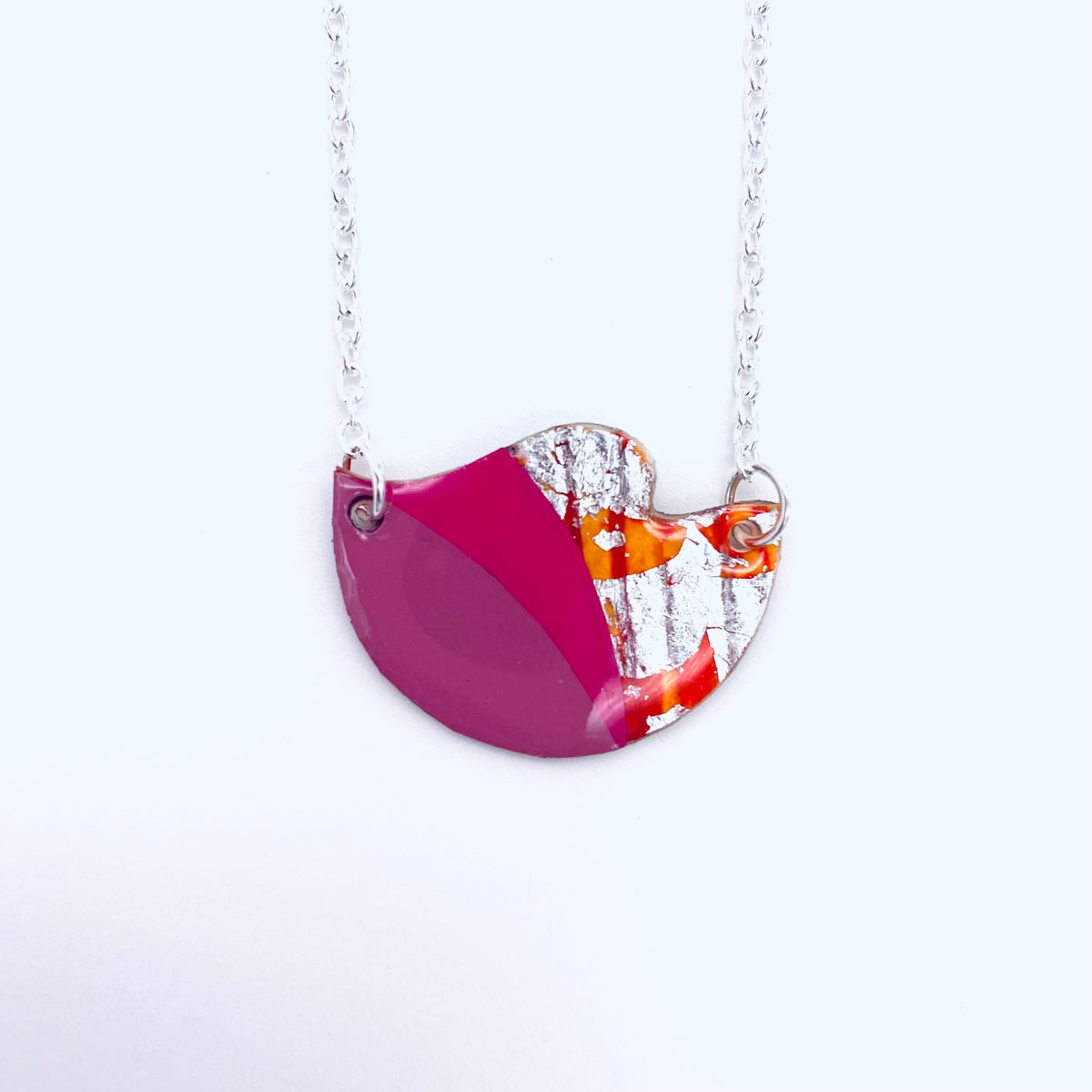 Tonn sgraffito necklace in orange/pinks/silver