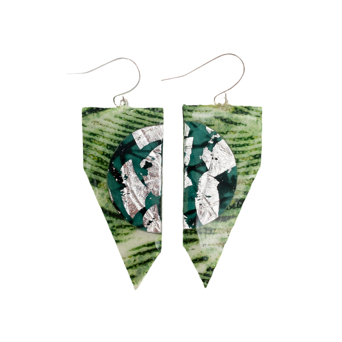 Coquette textile earrings in lime/jade/silver