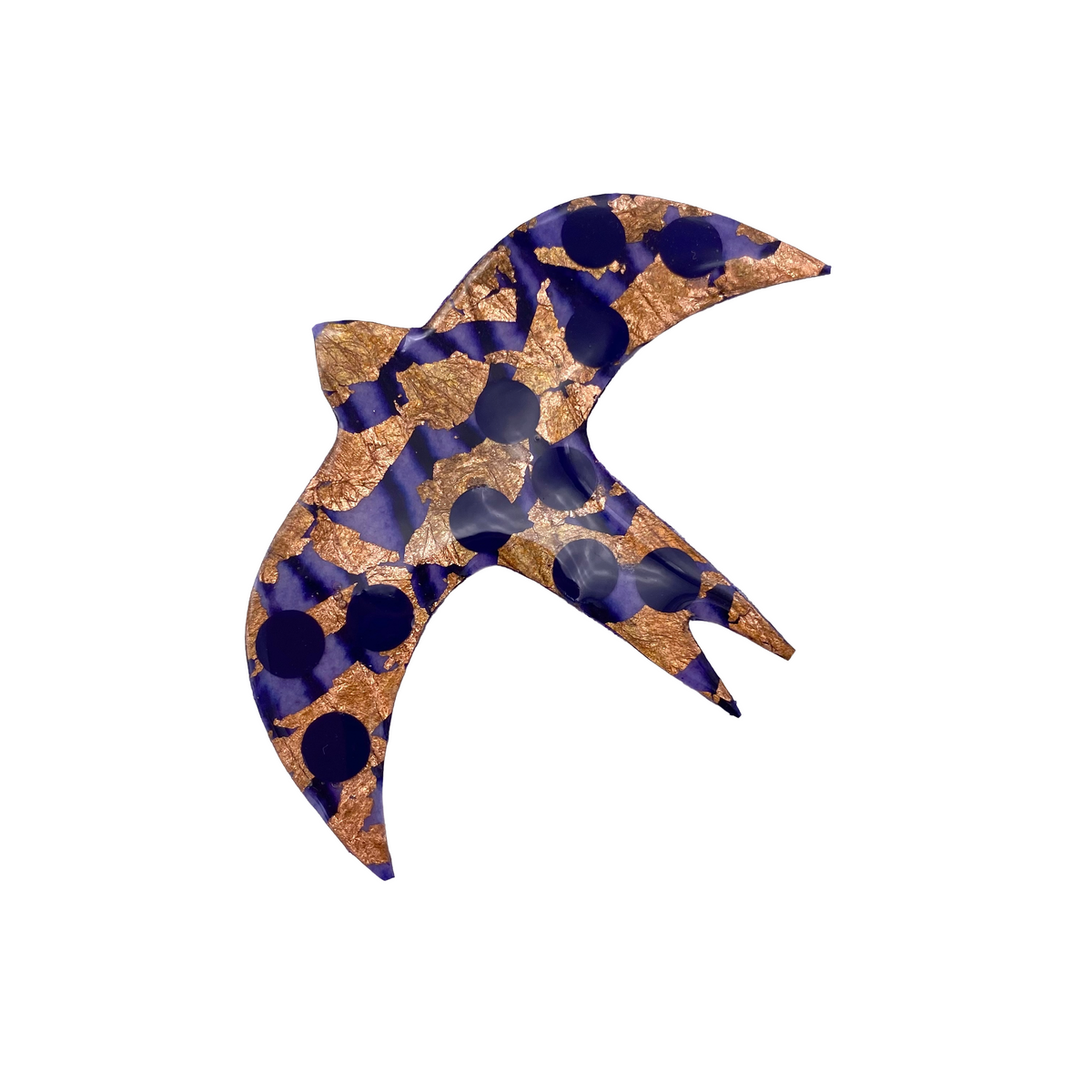 Éan textile brooch in blackcurrant/sapphire/rose-gold