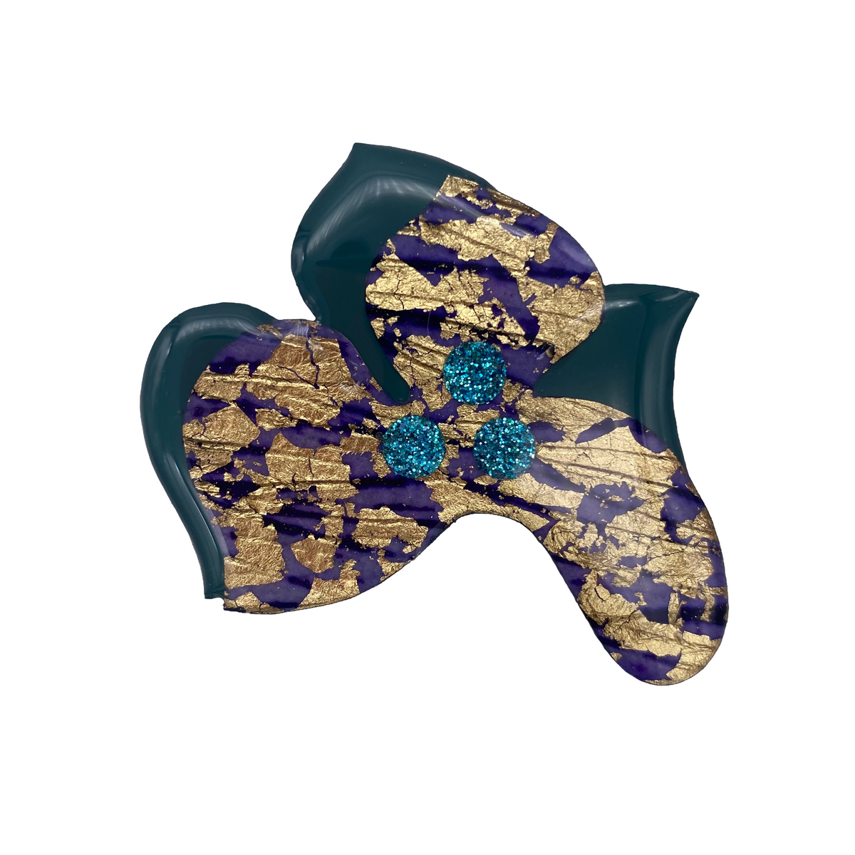 Blossoms no.2” ring in teal/gold/blue-shimmer