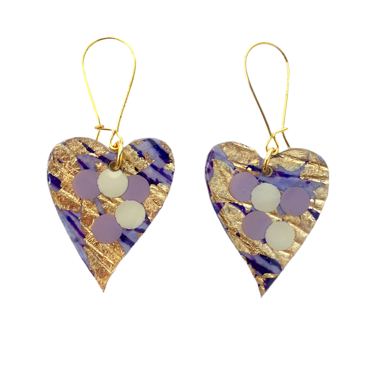 Crush sgraffito earrings in lilac/gold/foam