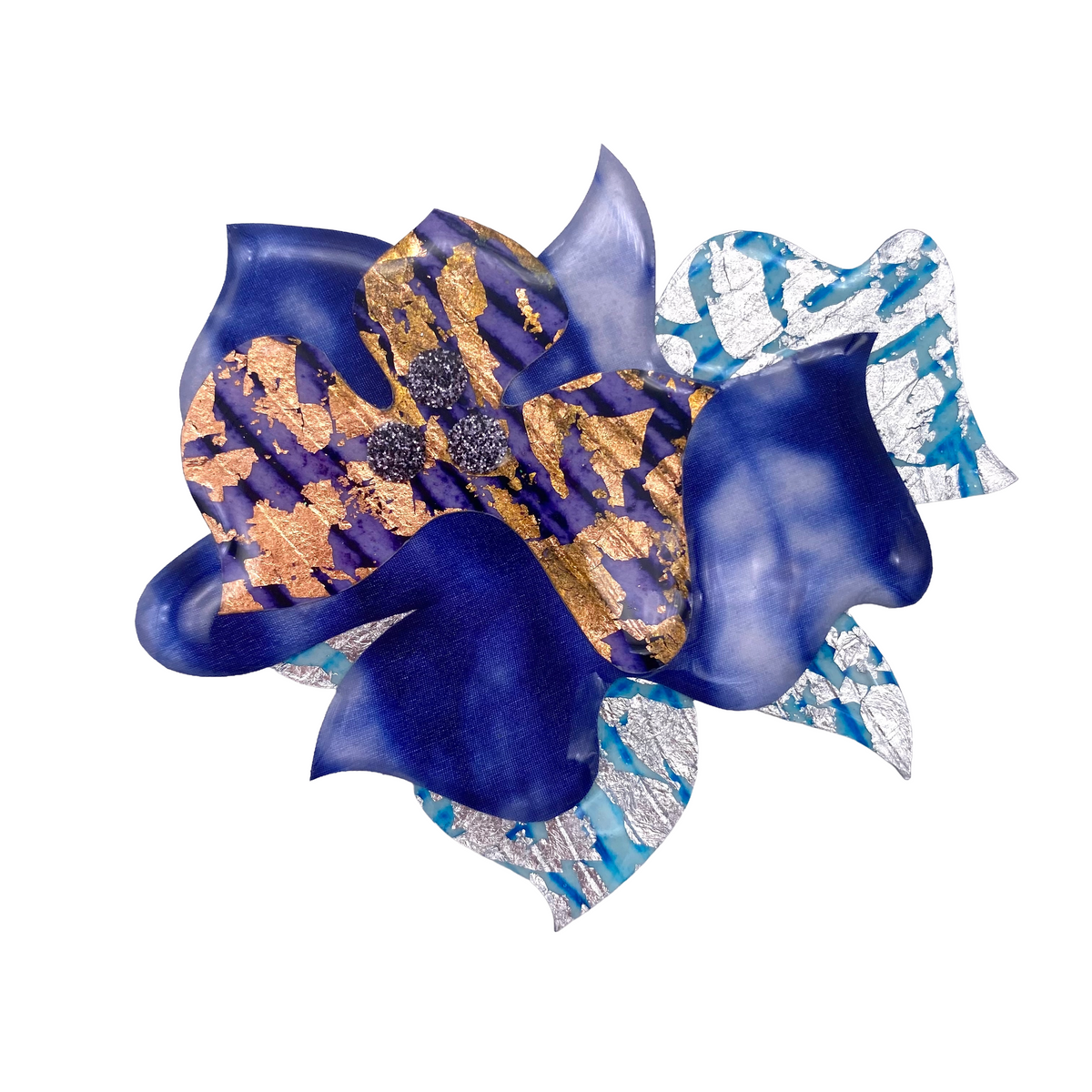 Pósea no.2 sgraffito and shibori silk brooch