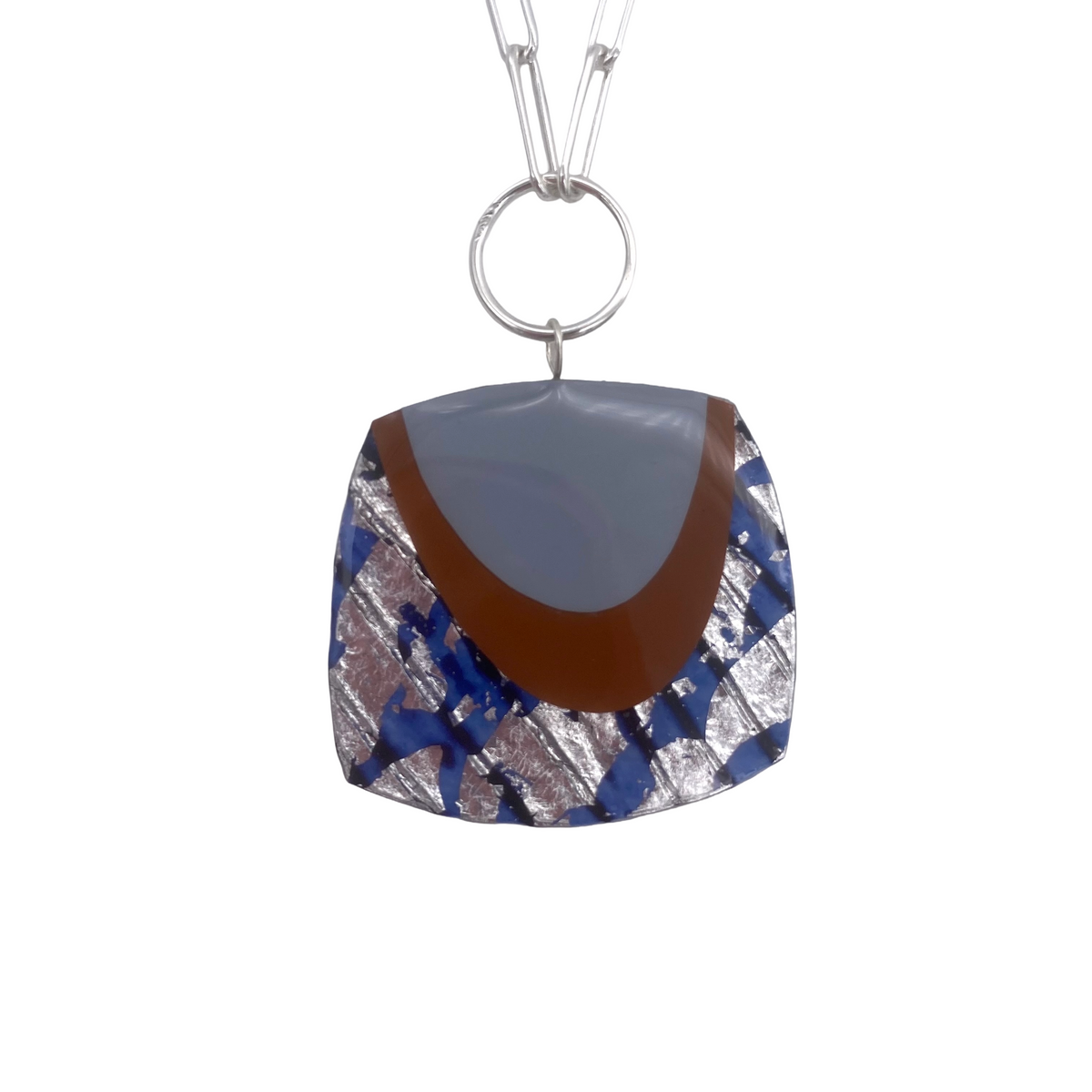 M’anam sgraffito necklace in periwinkle/caramel/limestone/silver