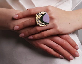 M’anam cocktail ring in lilac/olive/gold/black