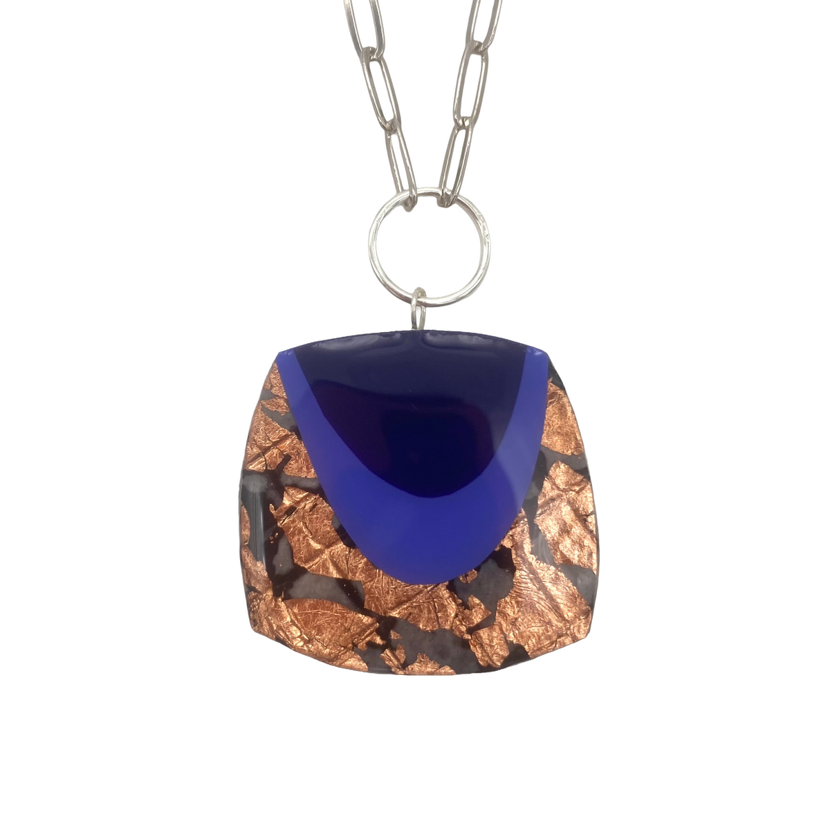 M’anam sgraffito necklace in black/rose-gold/cornflower/sapphire