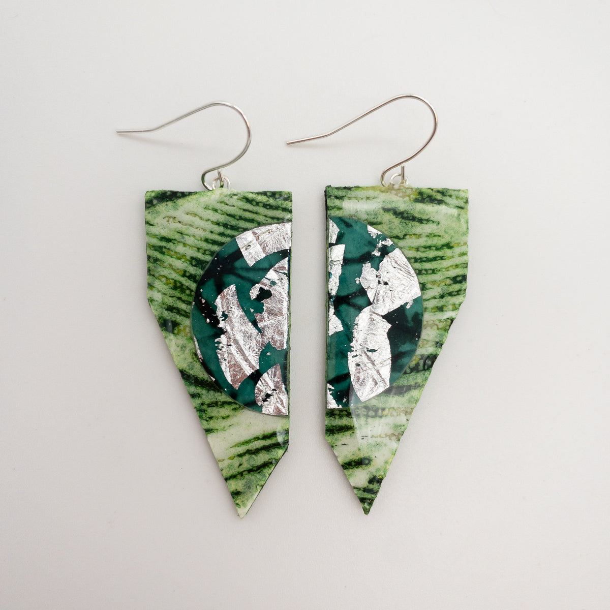 Coquette textile earrings in lime/jade/silver