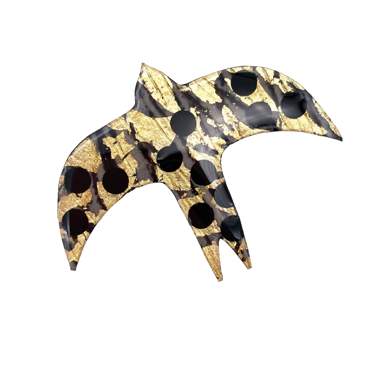 Éan textile brooch in black/gold