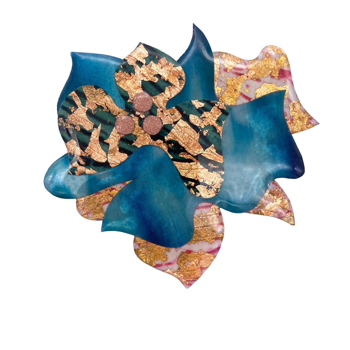 Pósea no.3 sgraffito and shibori silk brooch