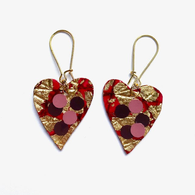 Crush sgraffito earrings in red/gold/rose/grape