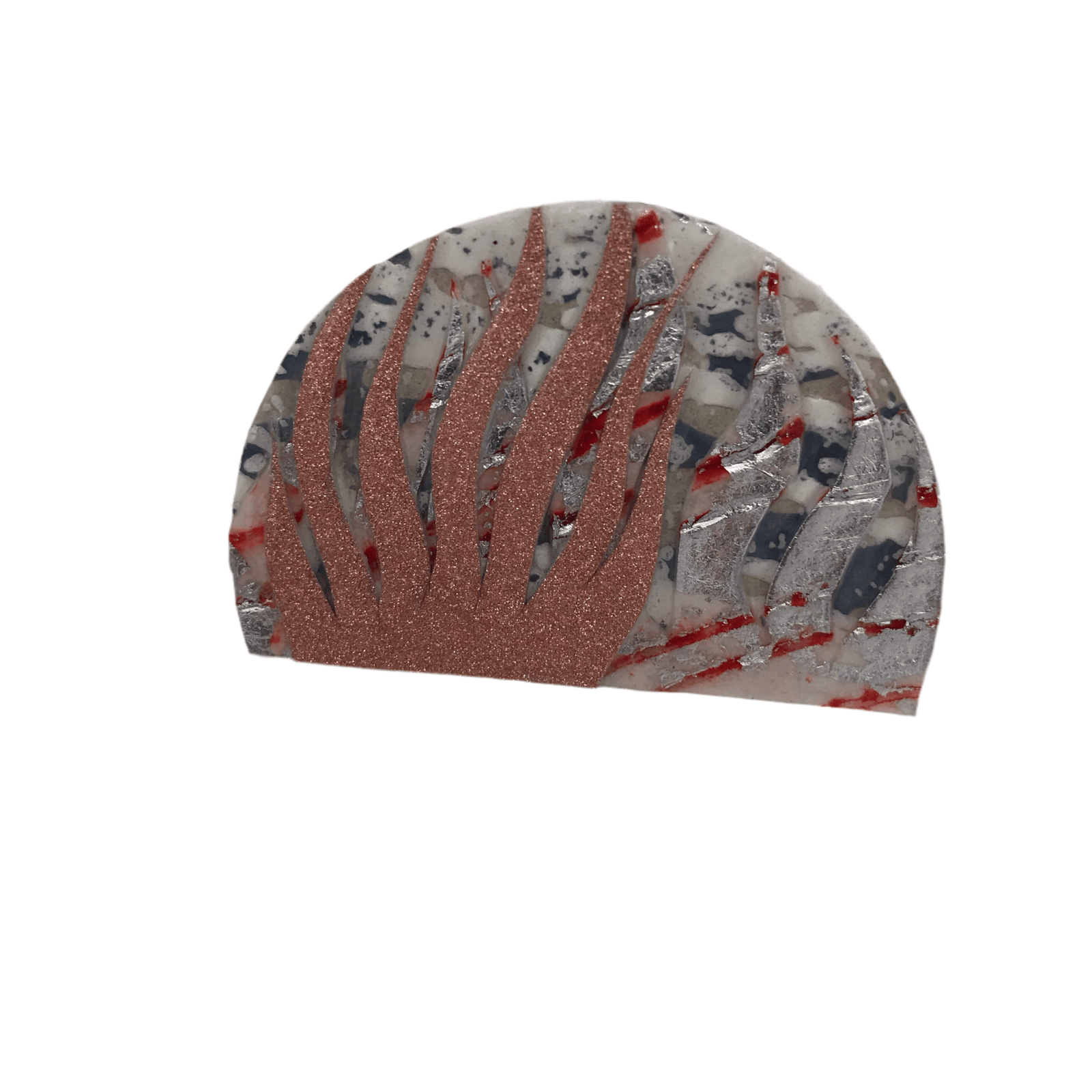 Bláth textile brooch in dove/blush - glimmer/silver/coral - Rothlú