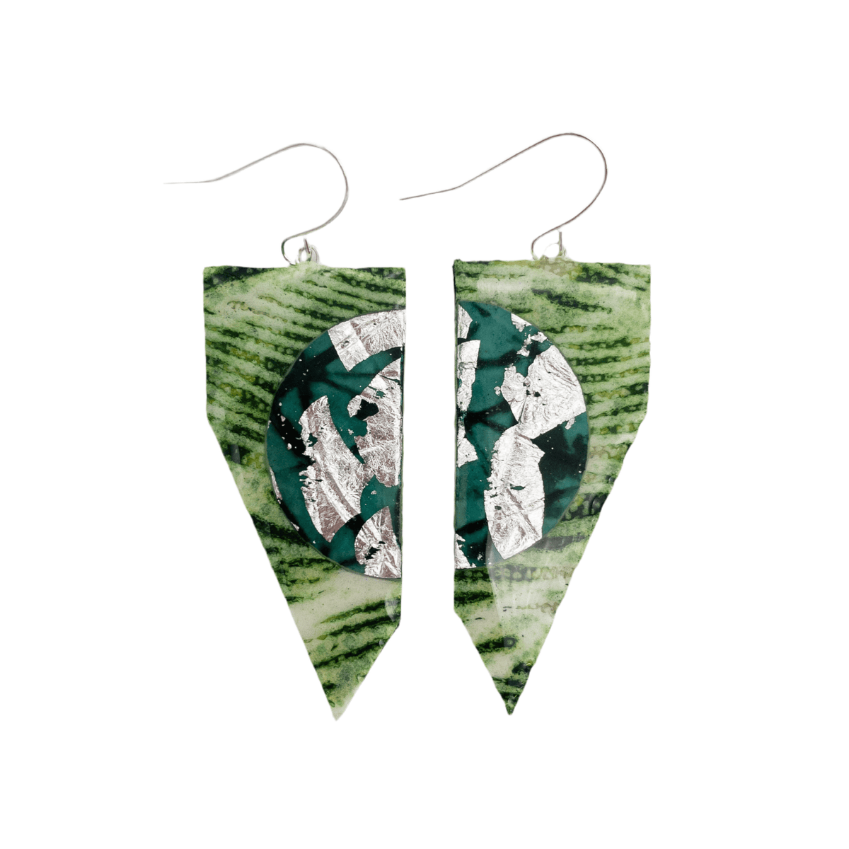 Coquette textile earrings in lime/jade/silver - Rothlú