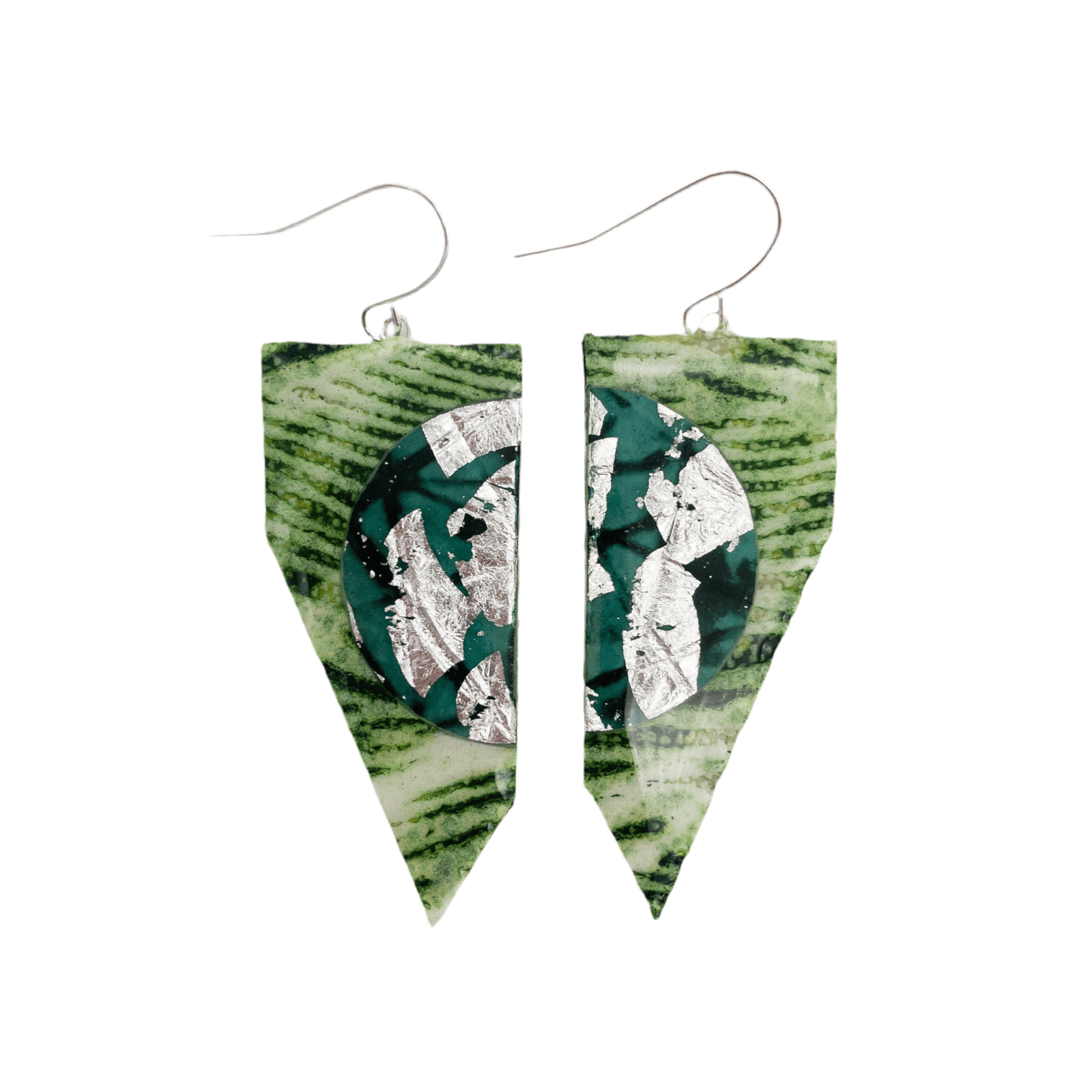 Coquette textile earrings in lime/jade/silver - Rothlú