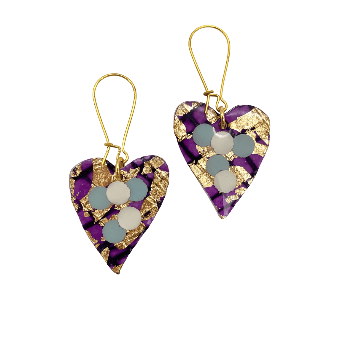 Crush sgraffito earrings in dark purple/gold/eggshell/foam - Rothlú