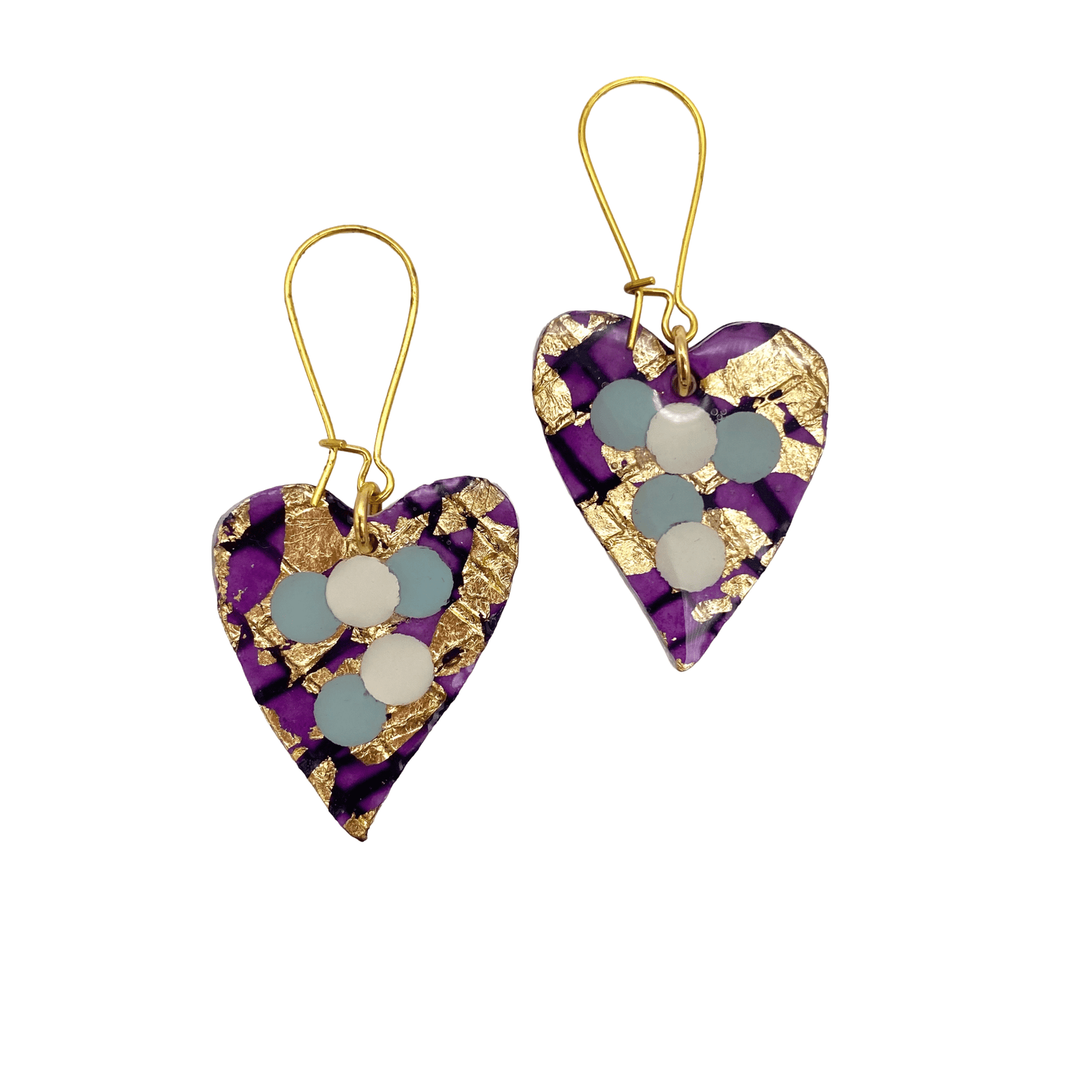 Crush sgraffito earrings in dark purple/gold/eggshell/foam - Rothlú