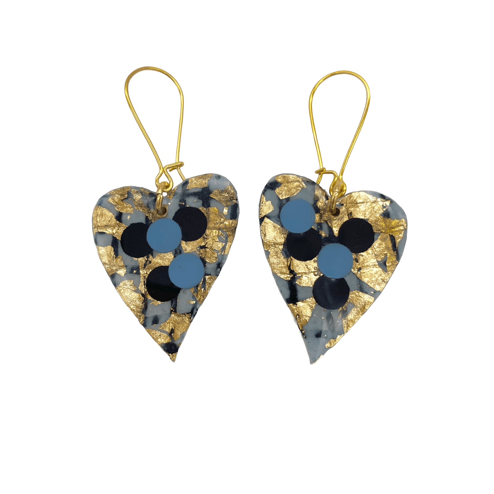 Crush sgraffito earrings in flint-blue/gold/black - Rothlú