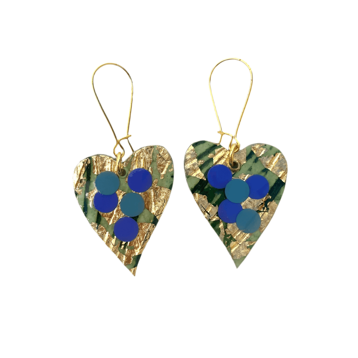 Crush sgraffito earrings in forest/gold/blues - Rothlú