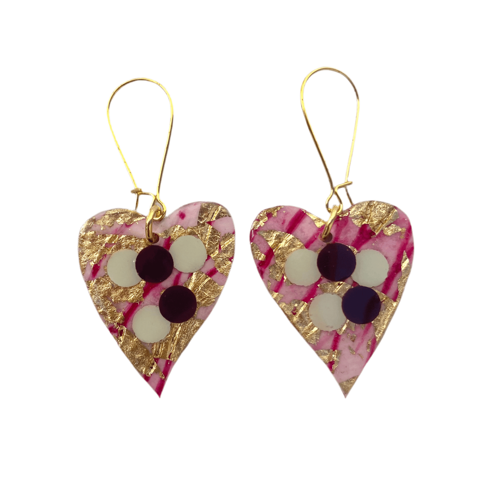 Crush sgraffito earrings in pink/grape/gold/foam - Rothlú