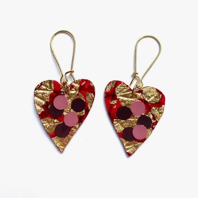 Crush sgraffito earrings in red/gold/rose/grape - Rothlú