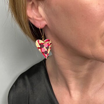 Crush sgraffito earrings in red/gold/rose/grape - Rothlú