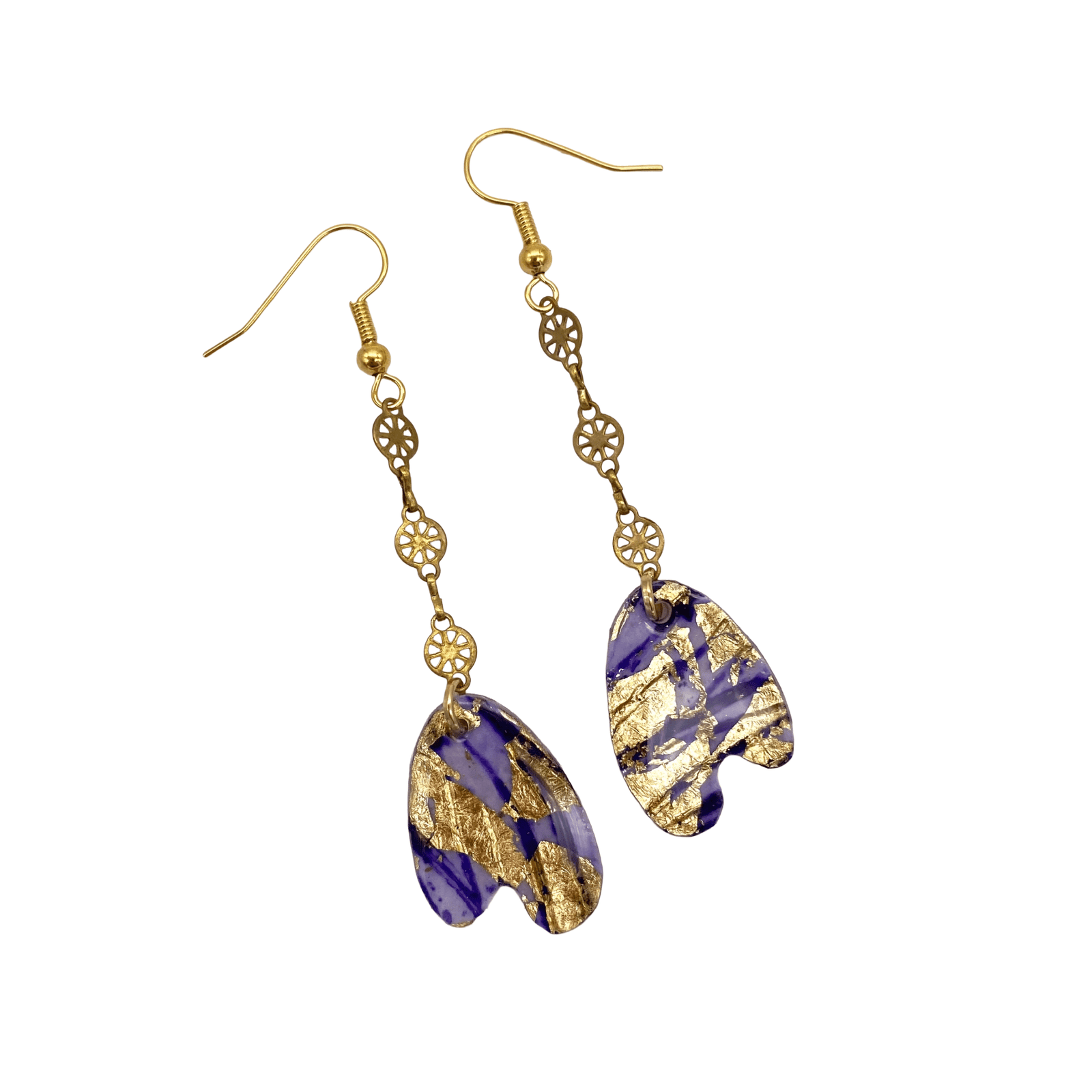 Dola sgraffito textile earrings in lilac/gold - Rothlú