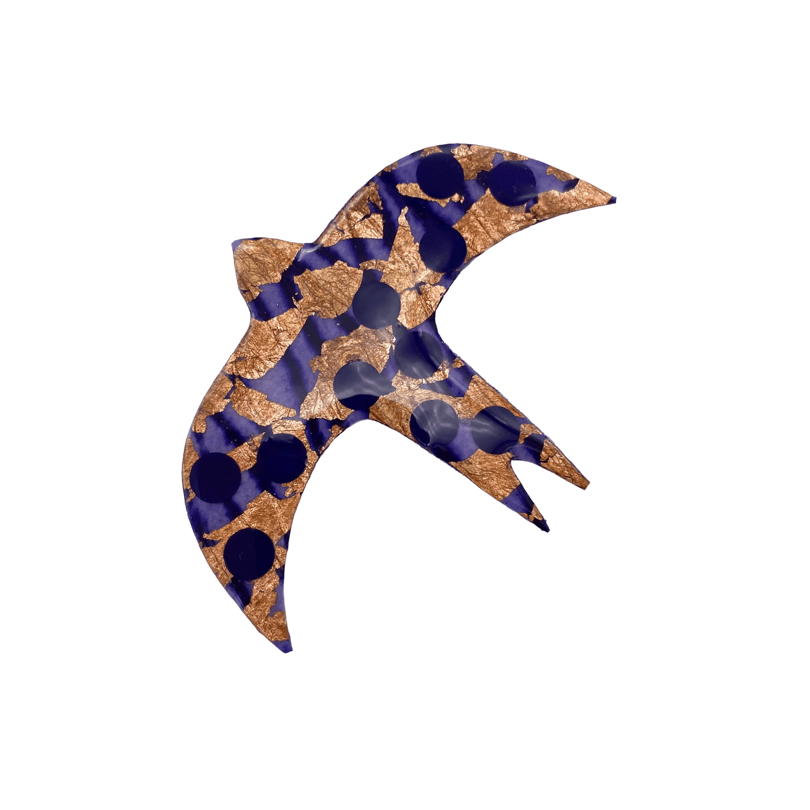 Éan textile brooch in blackcurrant/sapphire/rose - gold - Rothlú