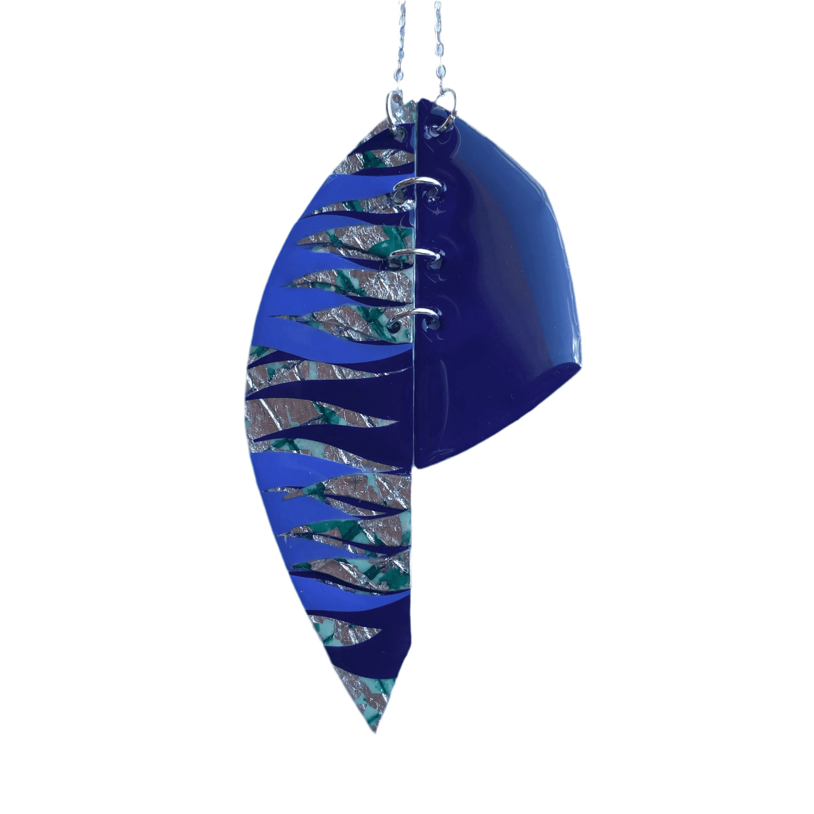 Easca sgraffito necklace in celadon/silver/cornflower/midnight - Rothlú