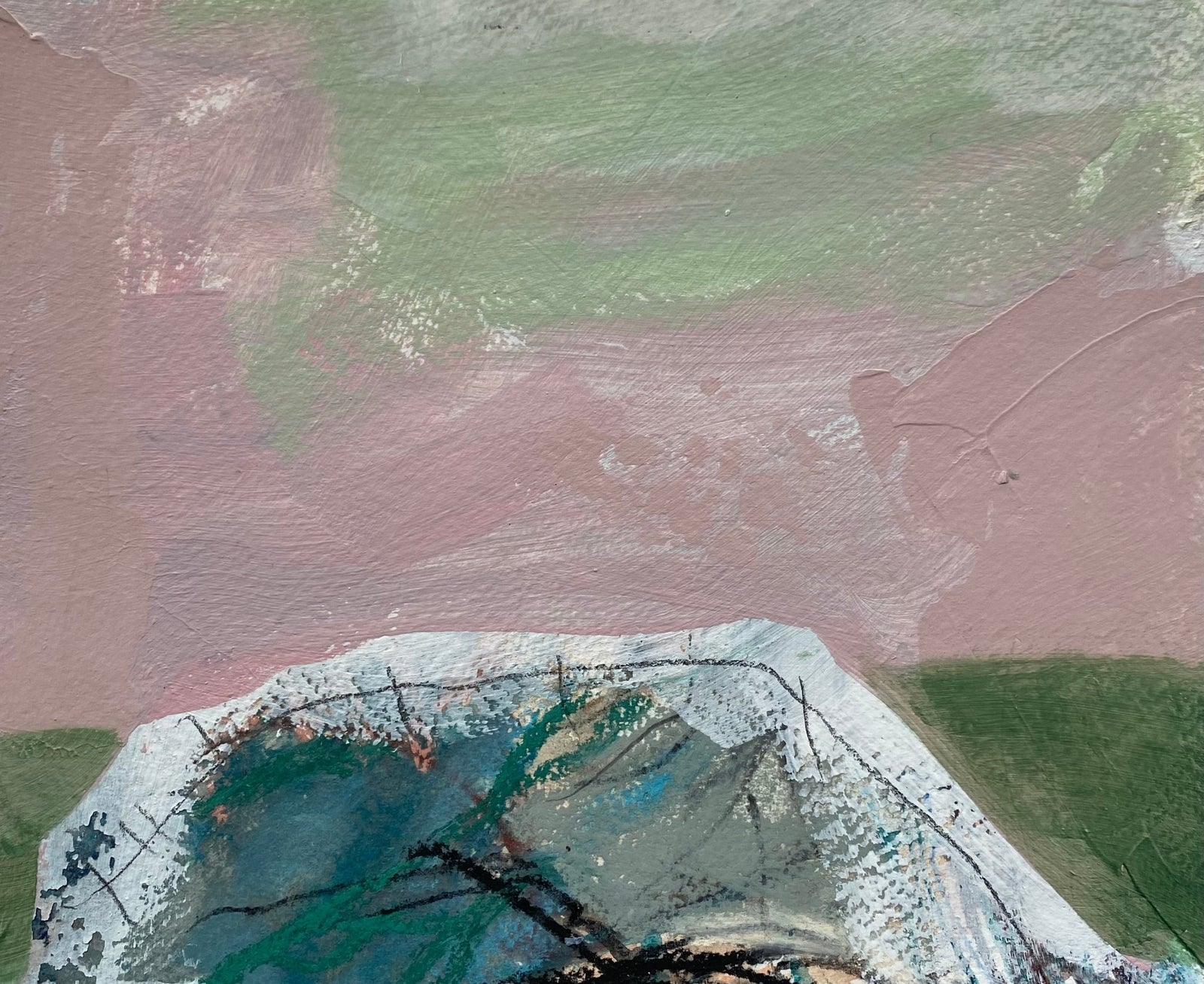 “Enclosure 1” 2026, mixed media on paper - Rothlú