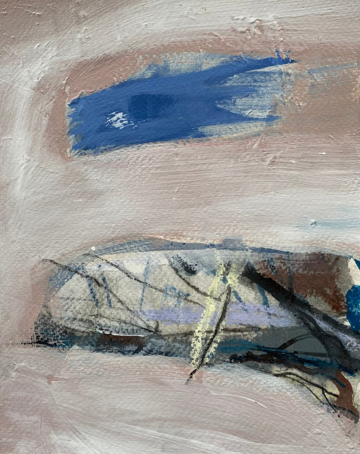 “Enclosure 2” 2026, mixed media on paper - Rothlú