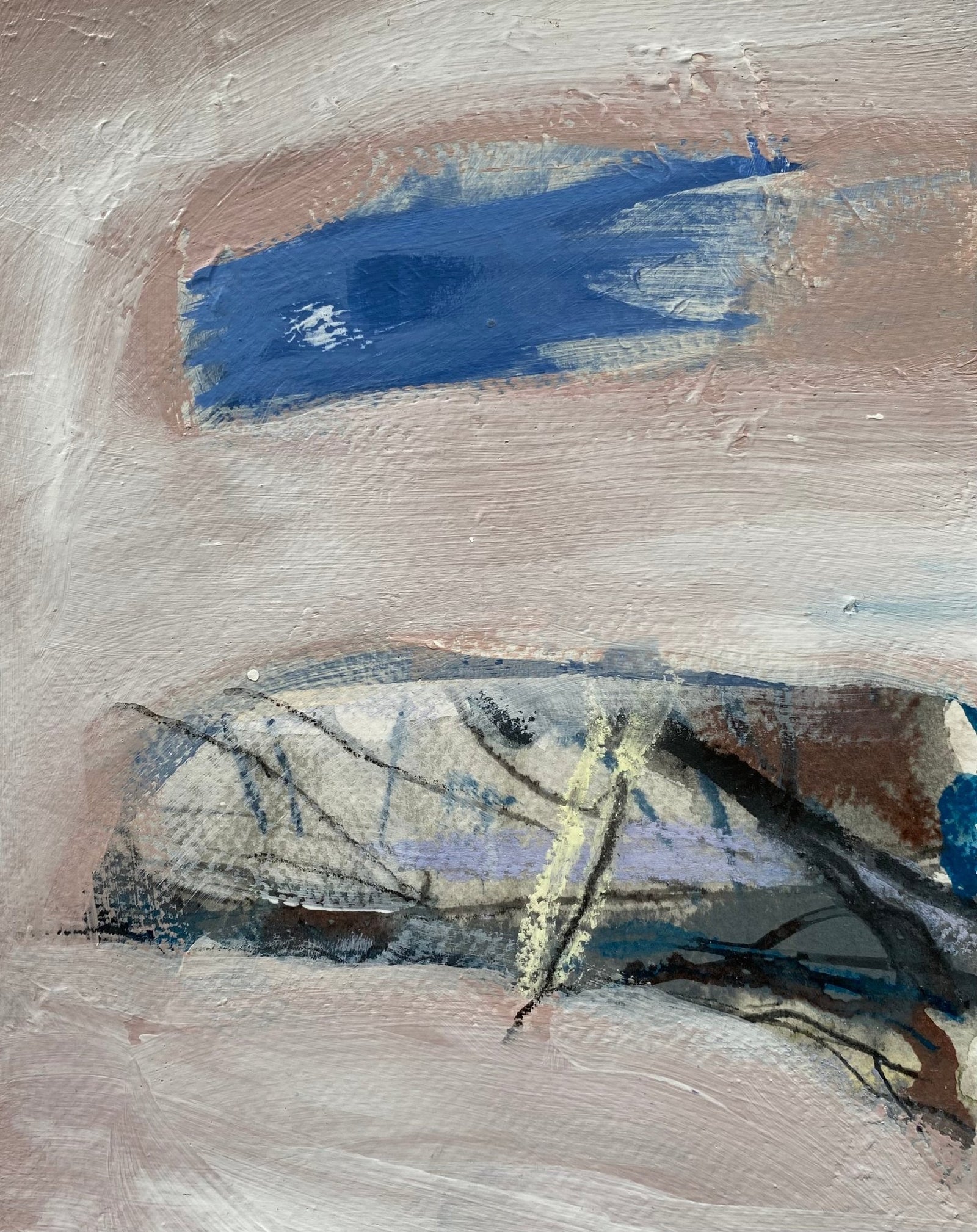 “Enclosure 2” 2026, mixed media on paper - Rothlú