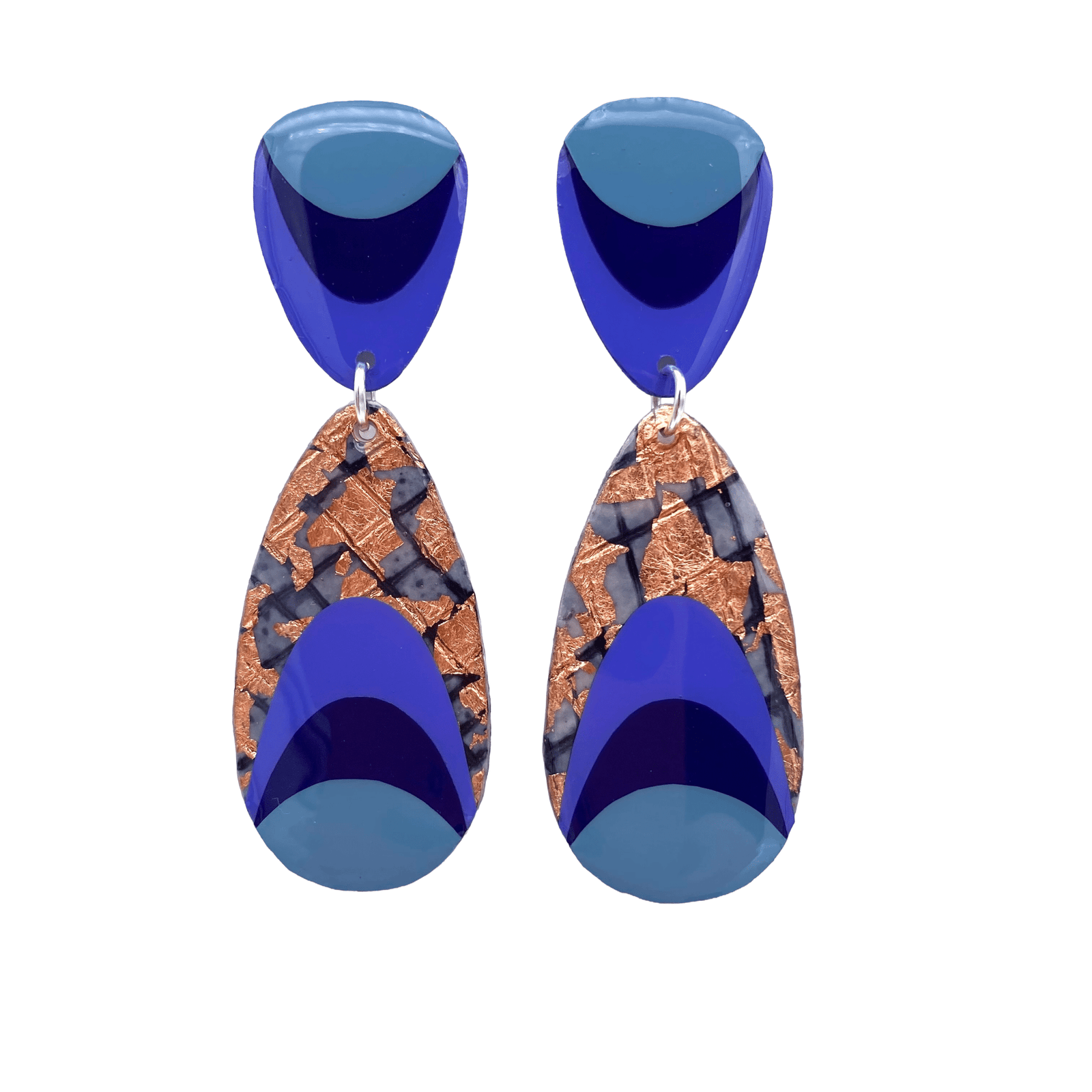 M’anam sgraffito earrings in cornflower/sapphire/rose - gold/black - Rothlú