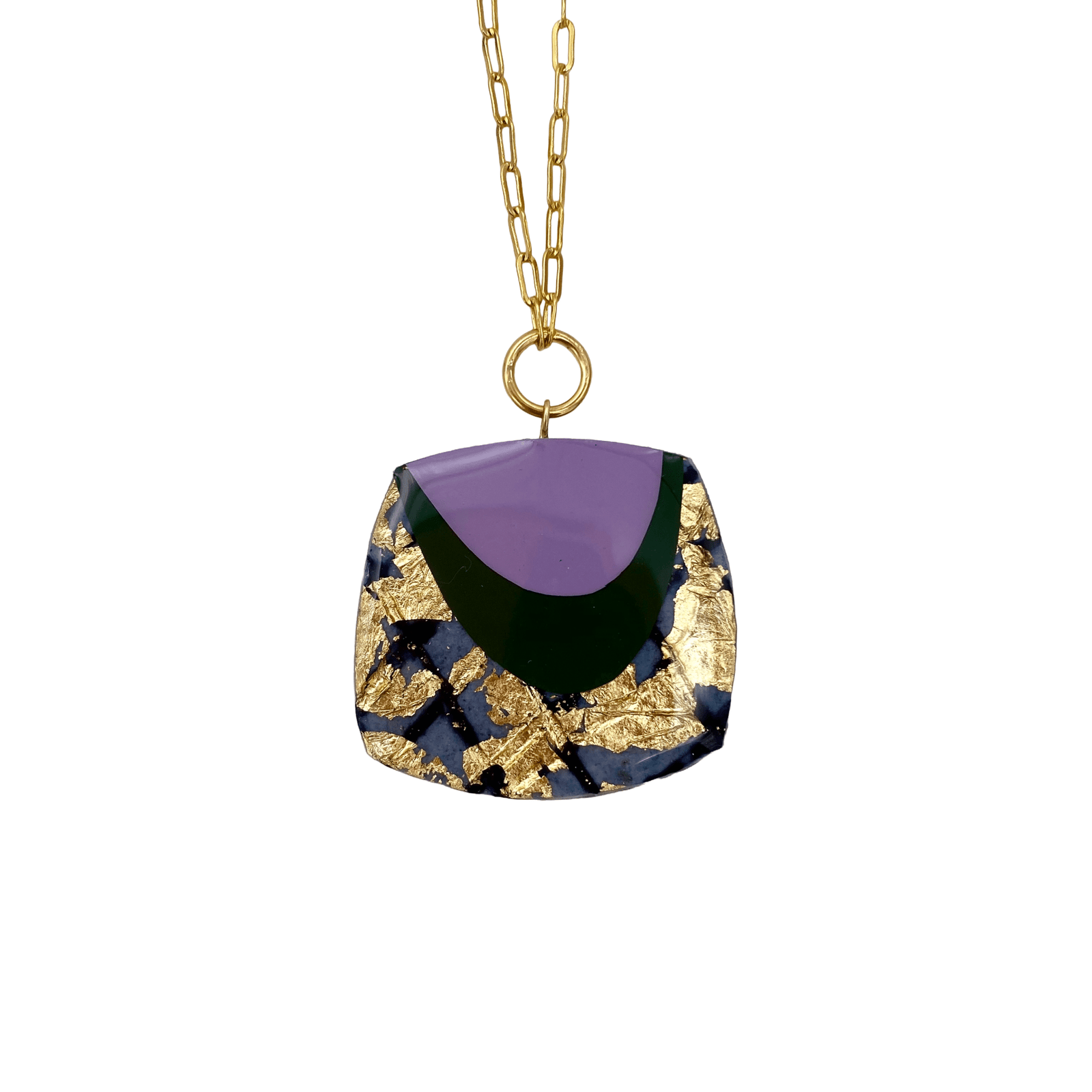 M’anam sgraffito necklace in black/gold/lilac/olive - Rothlú