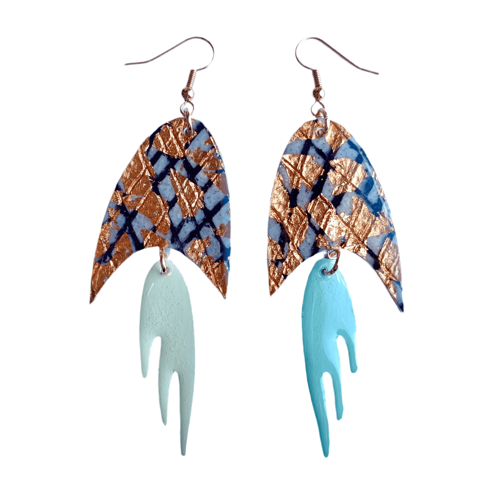 Mesoglea sgraffito earrings in black/rose - gold/foam/eggshell - Rothlú