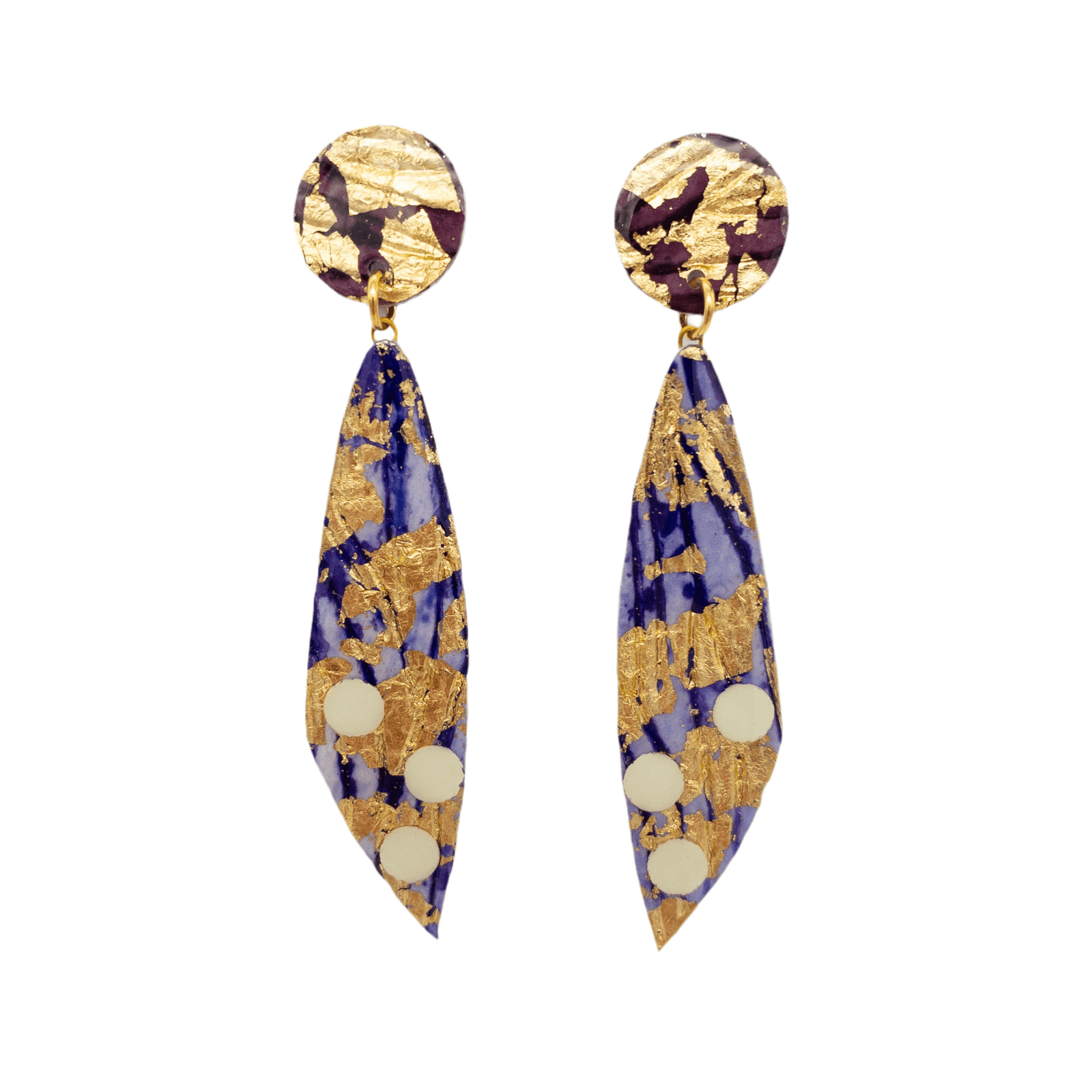 Moondrifter sgraffito textile earrings in gold/lilac/aubergine - Rothlú