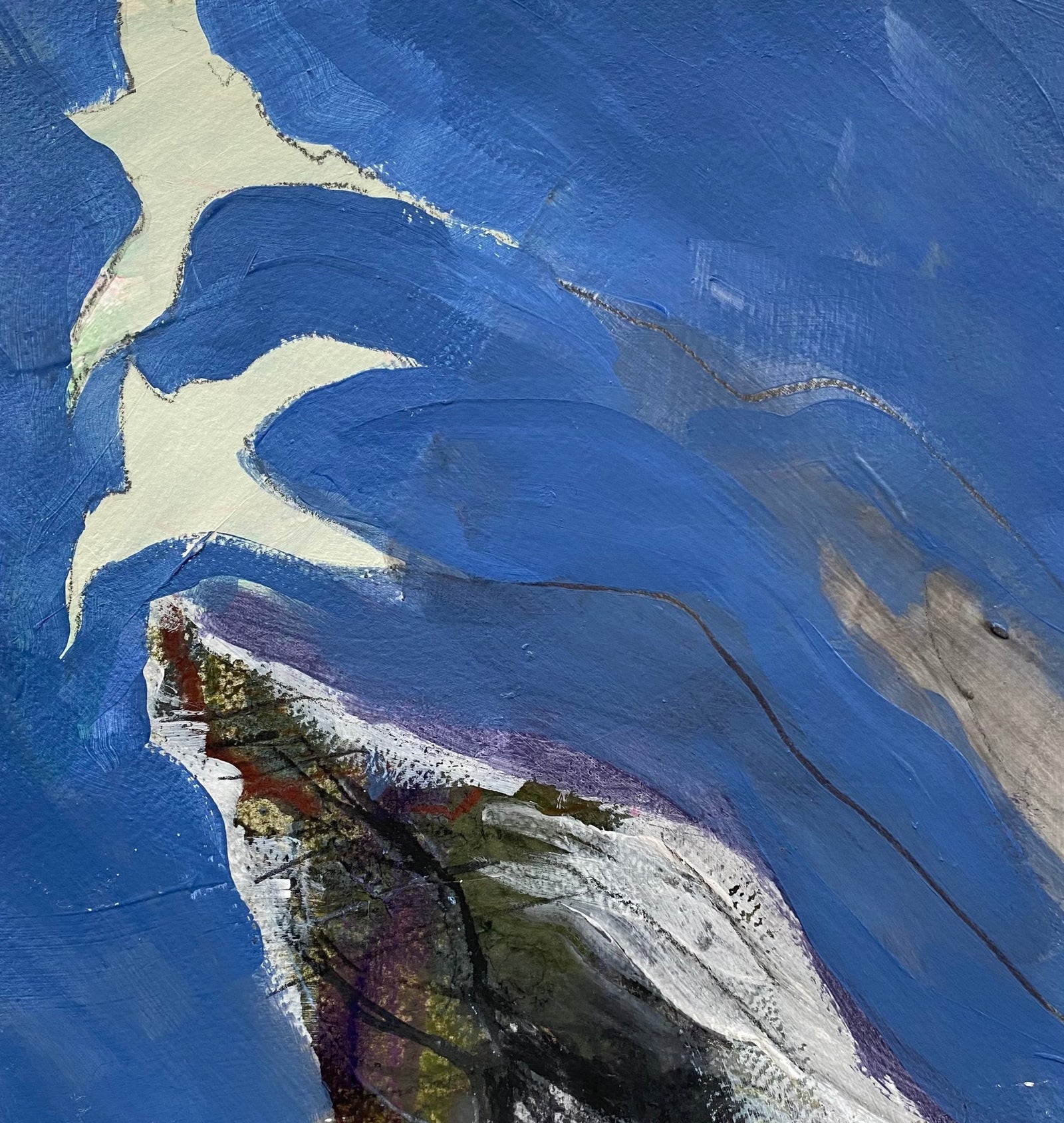 “Nine Waves” 2026, mixed media on paper - Rothlú
