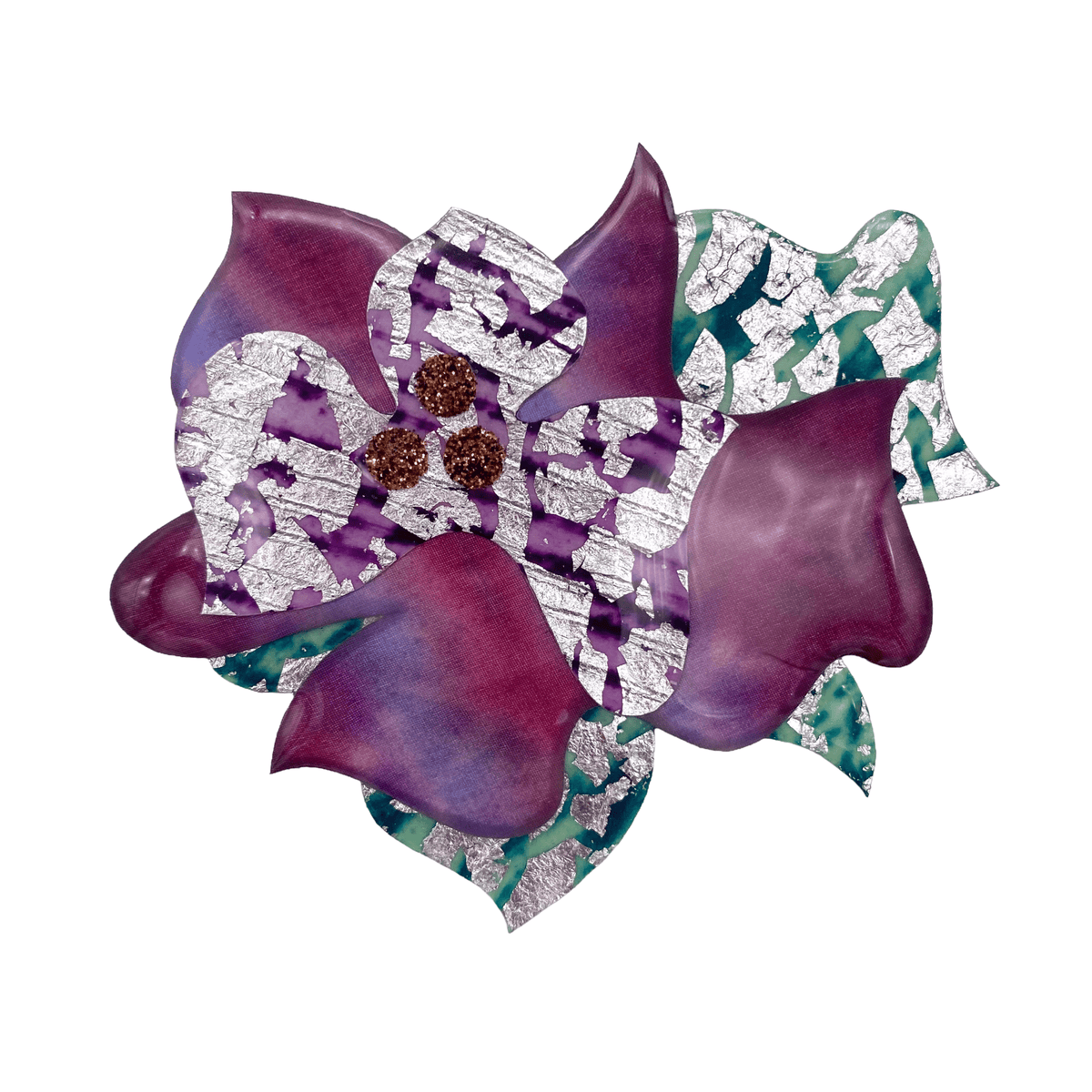 Pósea no.1 sgraffito and shibori silk brooch - Rothlú