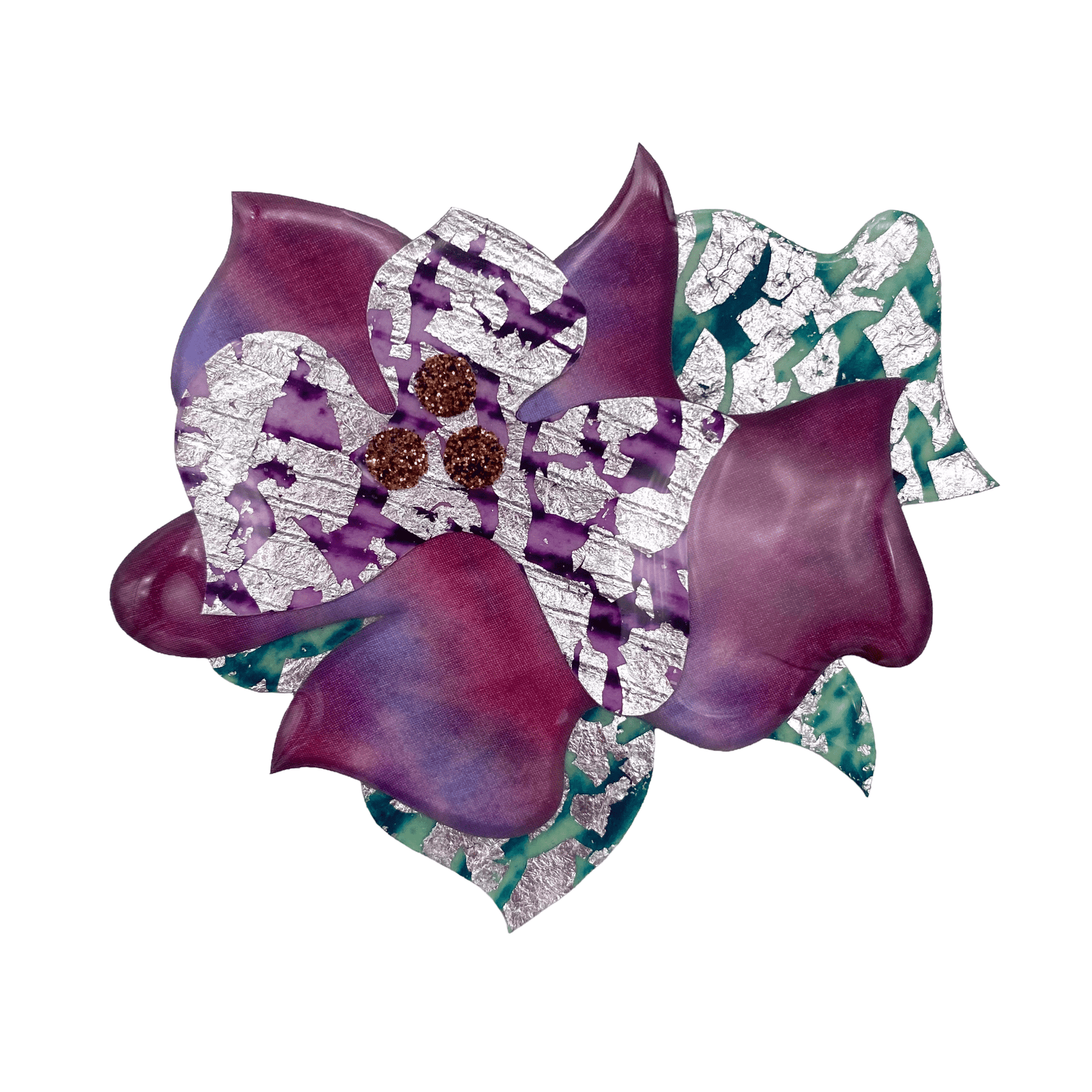 Pósea no.1 sgraffito and shibori silk brooch - Rothlú