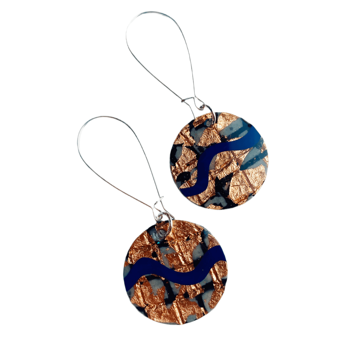 Ripple sgraffito earrings in black/rose - gold/midnight - blue - Rothlú