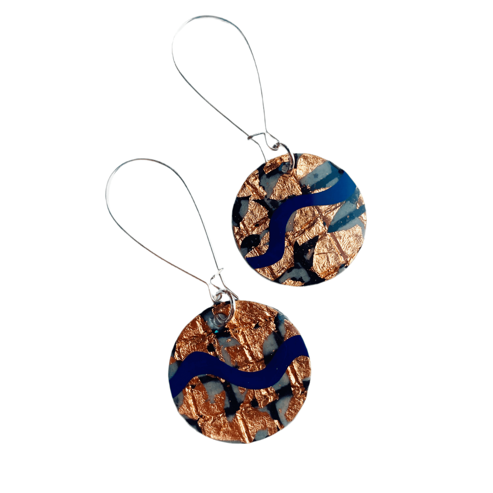 Ripple sgraffito earrings in black/rose - gold/midnight - blue - Rothlú