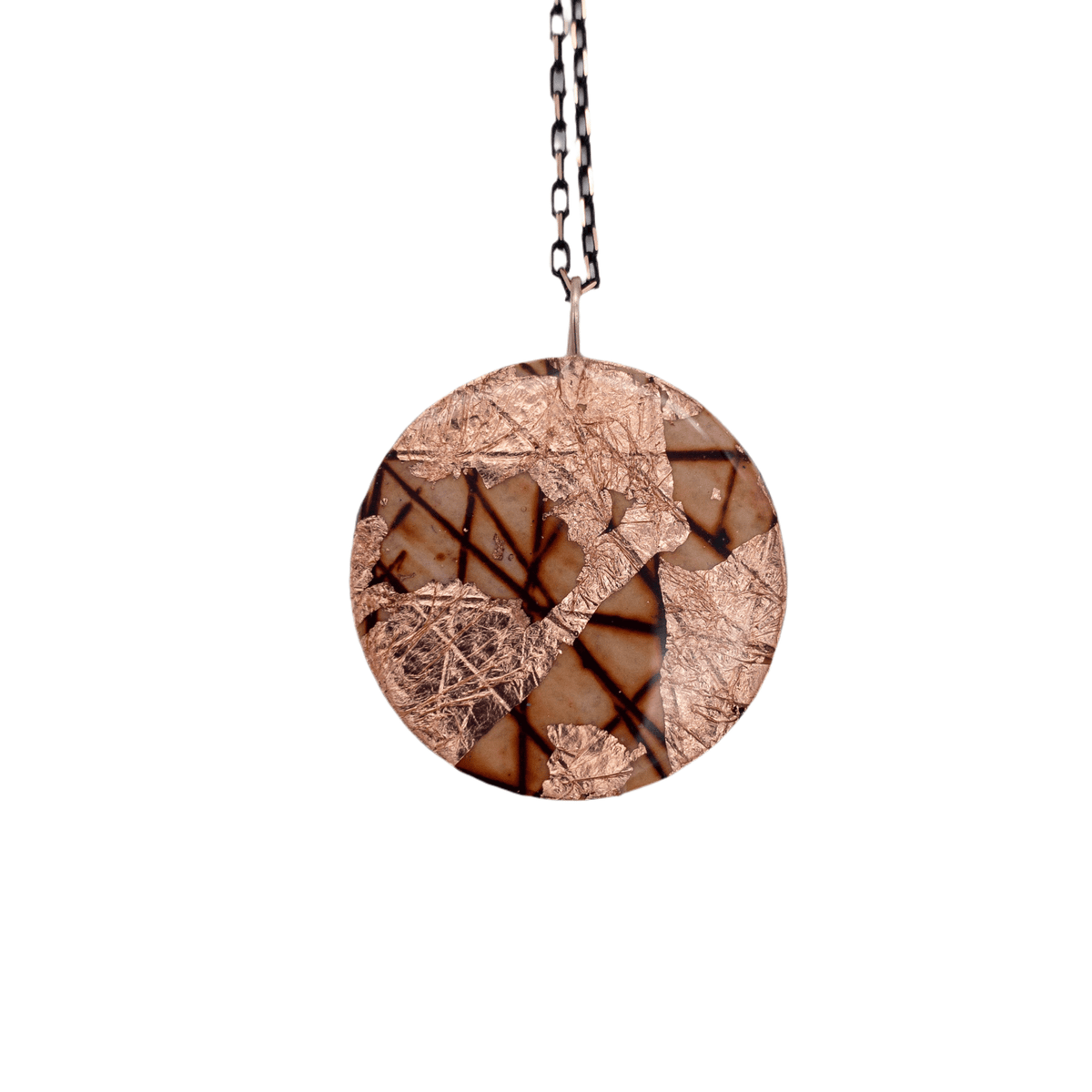 Ró sgraffito textile necklace in rose - gold/rust - Rothlú