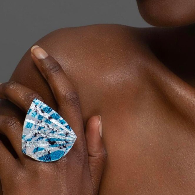 Searchlight cobalt/silver/aubergine ring - Rothlú