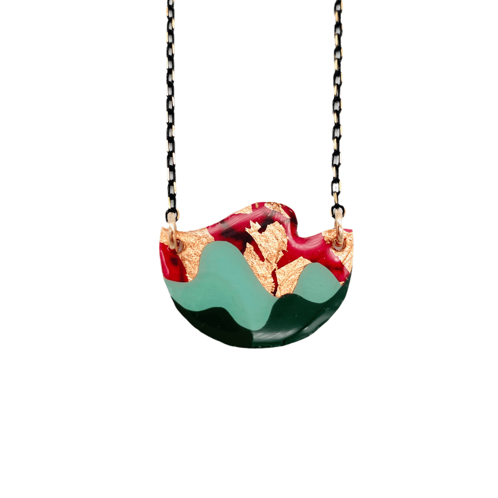 Tonn sgraffito necklace in red/olive/mint/rose - gold - Rothlú