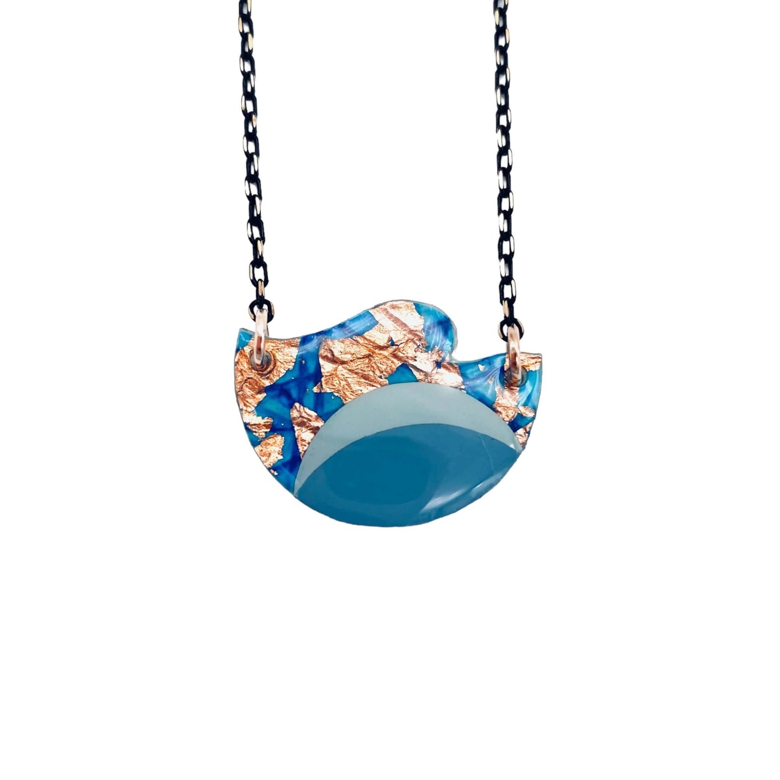 Tonn sgraffito necklace in turquoise/blues/rose - gold - Rothlú