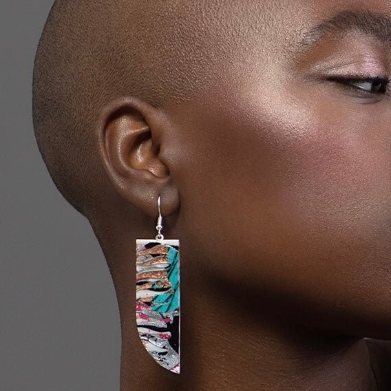 Dióg batik earrings in pink/turquoise/silver/black/rose - gold - Rothlú