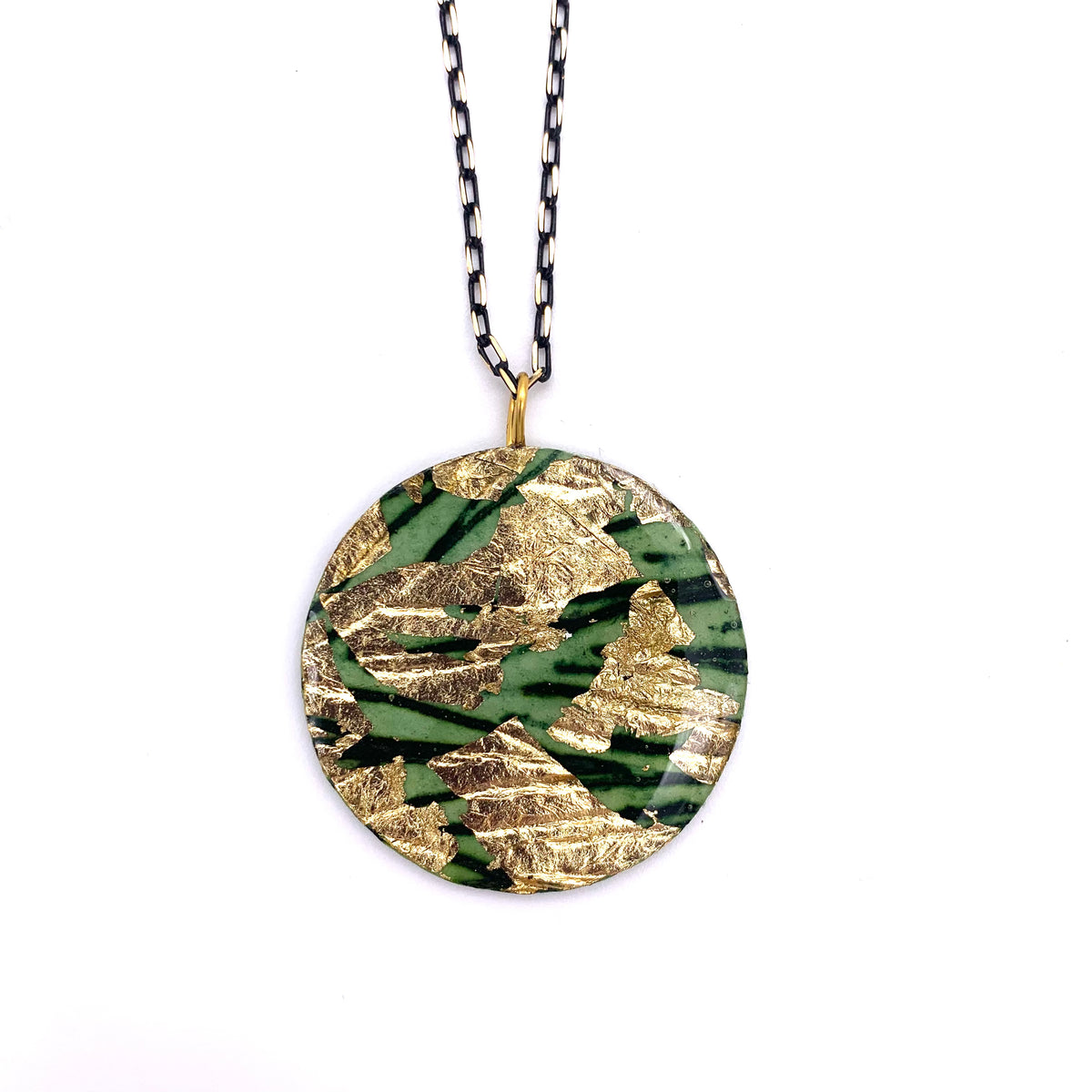 Ró sgraffito necklace in forest/gold