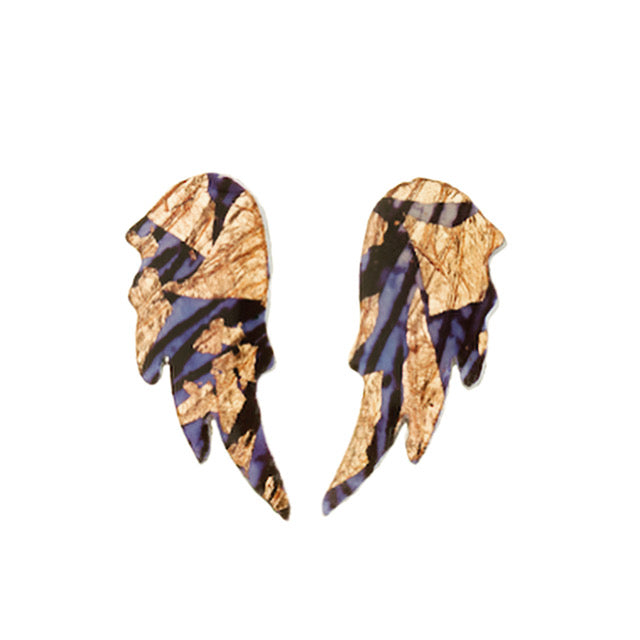 Wings of Desire sgraffito earrings in rose-gold/indigo