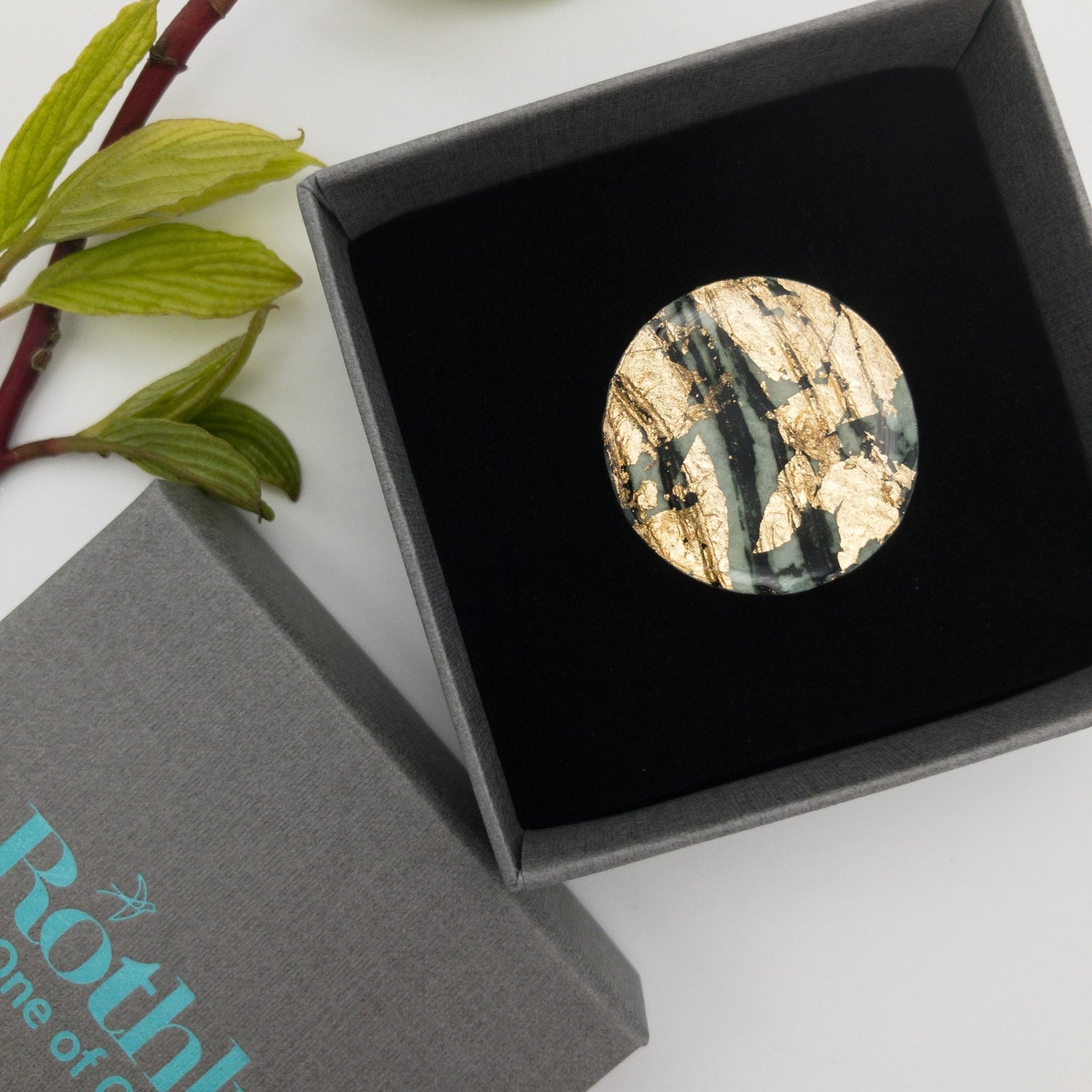 Ró Beag dress ring in gold/forest green - Rothlú